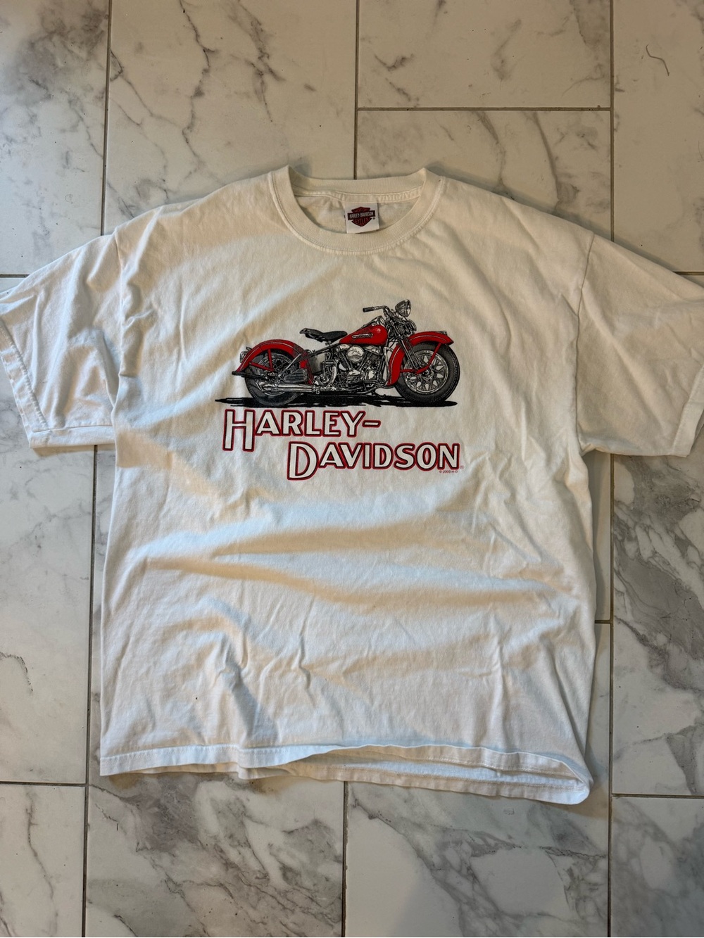 Vintage Harley Davidson y2k White Spell Out Double Sided Motorcycle Shirt XL